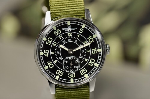 Pobeda 2602 Laco Style Flieger — Vintage Soviet Pilot Watch — Luminous Dial