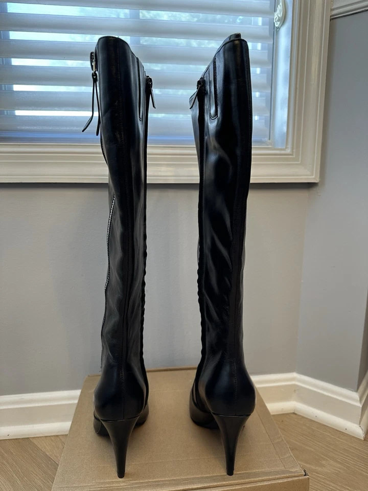 Botas hasta la rodilla Vince Camuto de cuero negras con tacón talla 7,5 pantorrilla ancha nuevas sin caja Foto 2 de 4