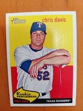 2008 Topps Heritage Chris Davis Rookie Performers Baseball Card #RP6 - Rangers. rookie card picture
