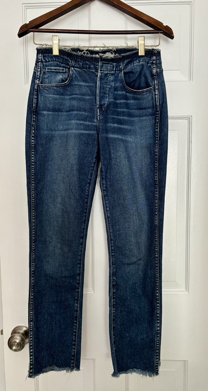 3x1 Straight Leg Women’s Blue Jeans US 25 (waist 28.5) Raw Edges, soft feel