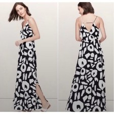 Ann Taylor Loft Bedrock Abstract Graphic Maxi Dress Blue White 6