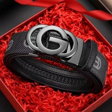 New Genuine Leather Trend Belt Men Women Automatic Buckle Waist Belt for Jeans