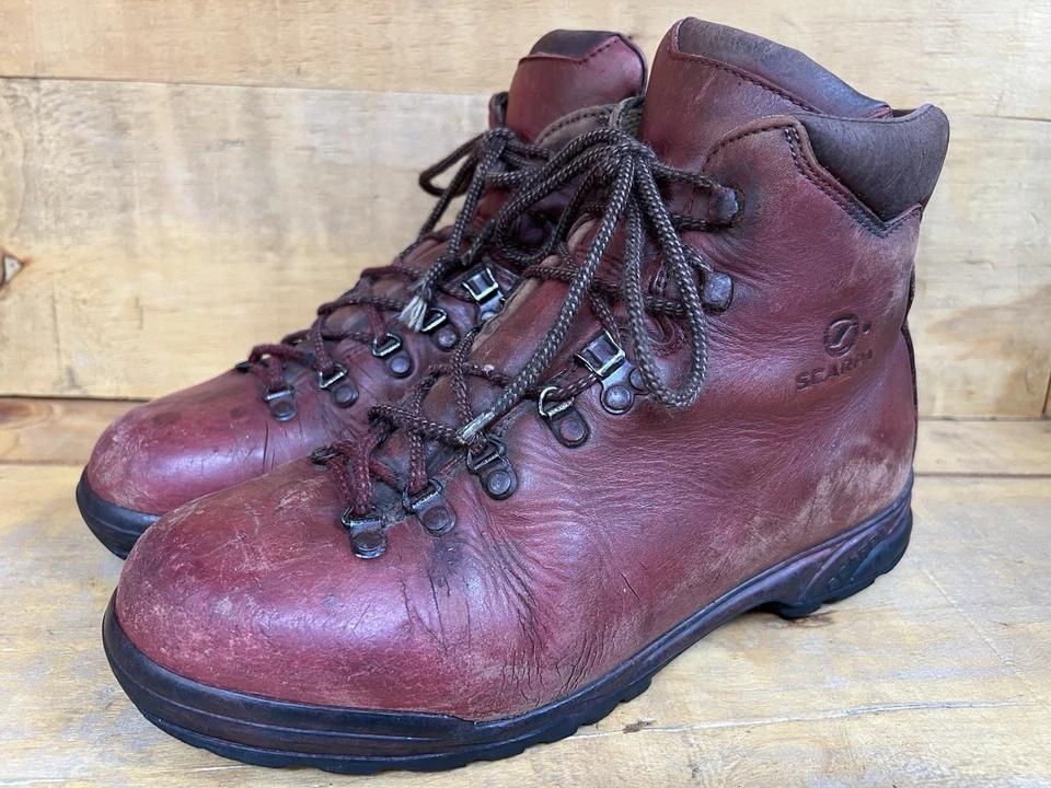 SCARPA VINTAGE HIKING MOUNTAINEERING TRAIL BOOTS LEATHER MEN’S SZ 44 / ITALY 10 - Image 4 of 4