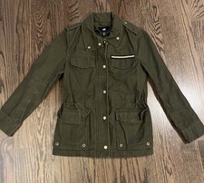 H M Military Style Utility Jacket with Braided Detail Olive Green Size 6