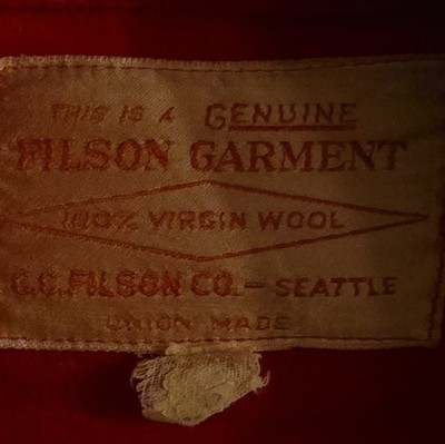 Filson 100% Virgin Wool Red Jacket Seattle Union Made size is
