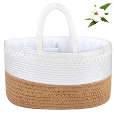 X-Large Diaper Caddy Organizer, Boho Rustic Cotton Rope Nursery Baby Basket, ...