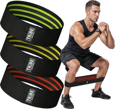 Tribe Lifting Resistance Bands for Working Out - 3 Pack Fabric Workout Bands for