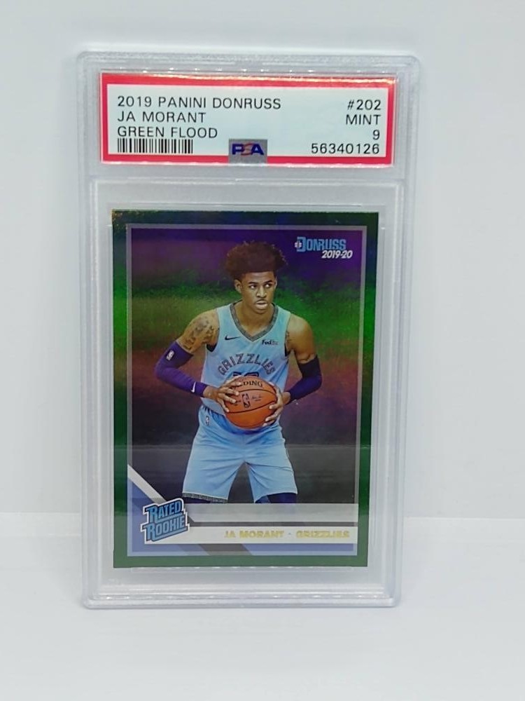 2019-20 Panini Donruss Green Flood #202 JA Morant Memphis Grizzlies PSA 9 RC Roo