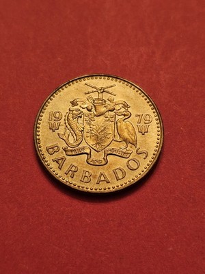 1979   BARBADOS FIVE 5 CENTS WORLD COIN KM11 HIGH GRADE ALM-UNC RED FREE SHIP