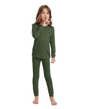 Kids Unisex 100 Merino Wool Base Layer Sets Lightweight 7-8 190-army Green