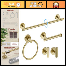 24 Inch Brushed Gold Towel Bar Set - 5-Piece Wall Mounted Bathroom Accessories,
