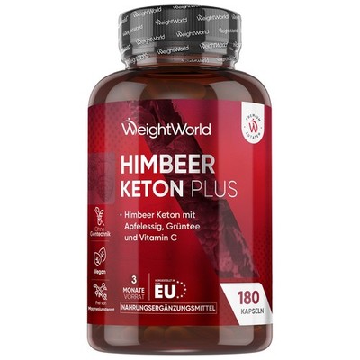 Himbeer Ketone - 180 Kapslen - Vitamin C, Apfelessig, Grüntee Extrakt & Koffein