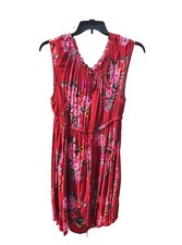 Torrid Red Floral Mini Challis Tie-Front Sz 1 Tie Belt  Skater Dress