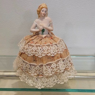 Vintage Art Deco Porcelain Half Doll Pin Cushion Early 1930's