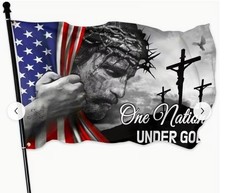 One Nation Under God Flags for Outside 3x5 Ft Christian Jesus American Flags