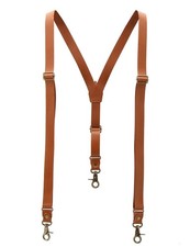 1 Inch Suspenders for Men, faux Leather Brown Y Back, Covered with Superfine ...