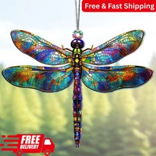 Dragonfly Suncatcher Ornament Stained Glass Effect Prism Gift for Women Mom