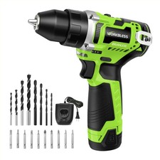Green 12V Brushless Cordless Power Drill LCD 29+1 Torque 3/8 Inch 2.0Ah 18 PCS