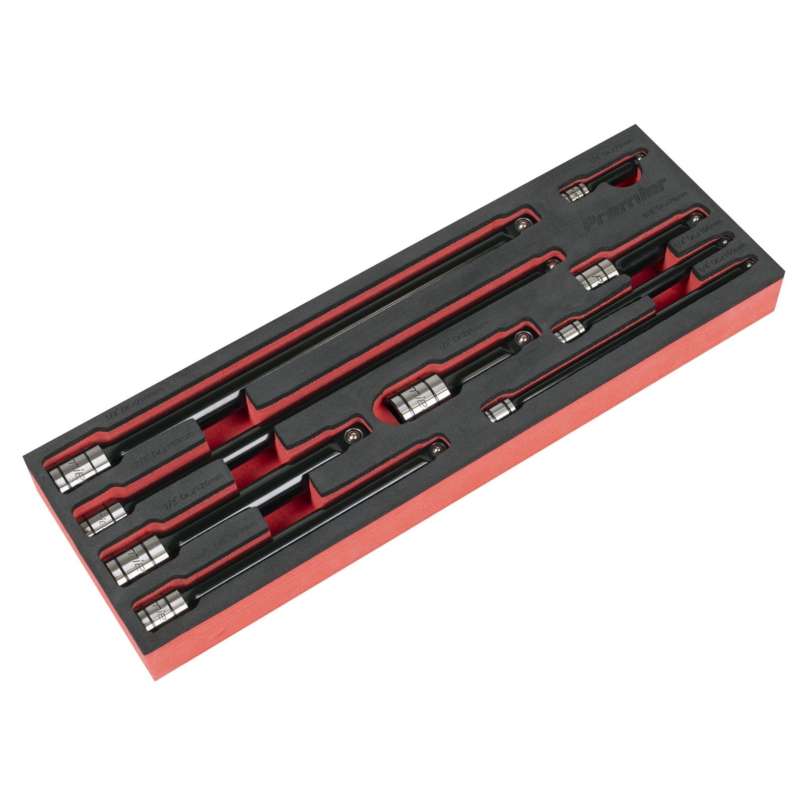 Premier Black Wobble/Rigid Extension Bar Set 1/4"" 3/8"" 1/2""Sq Drive 9pc - AK7693