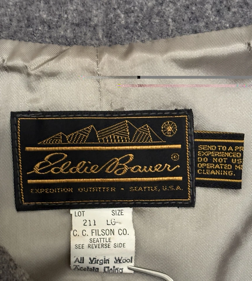 Vintage C.C. Capa para mujer Filson Co Eddie Bauer talla L 100 % lana virgen gris EE. UU. Foto 3 de 4