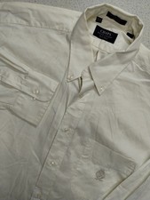 Vintage Chaps Ralph Lauren Dress Shirt 16.5 Large Mens Ivory Crest VTG Cotton