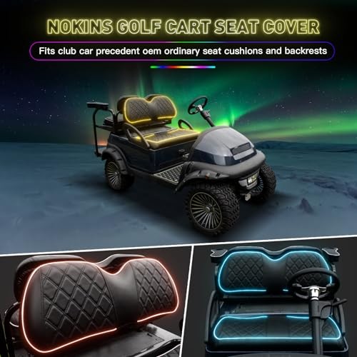 Golf Cart Seat Covers Kit for EZGO/Club For Club Car Precedent Front-Black - Picture 5 of 7