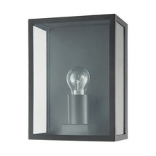 Modern Exterior Flush Wall Light Lantern in Matte Black with Clear Glass Pane...