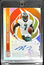 Jalen Hurts Michael Vick 2023 Donruss Elite Auto Dual Side /25 Passing The Torch