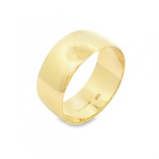 9ct Yellow Gold D-Shape Wedding Band - Size U - 9mm