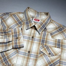 Wrangler Button Down Men L Plaid Long Sleeve
