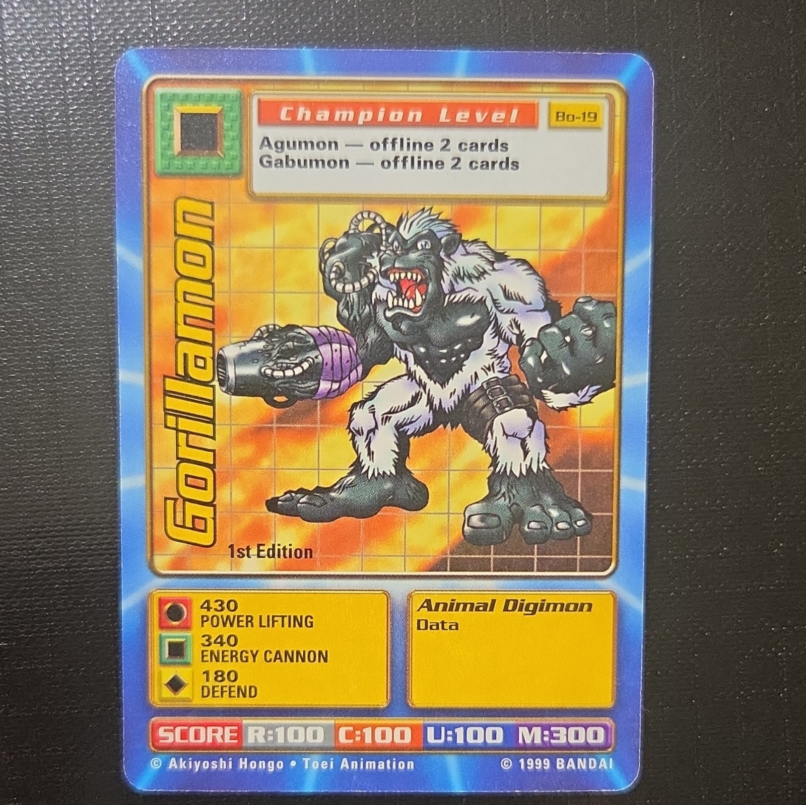 Bandai Digimon CCG Gorillamon Champion 1st Edition Card Bo-19 1999 English