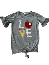 Love School Gray Ruffle Sleeve Top Size 4XL