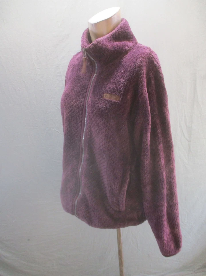 Jaqueta feminina Columbia tamanho G lã roxa zíper completo logotipo roupa ativa ao ar livre 139 - Imagem 3 de 4