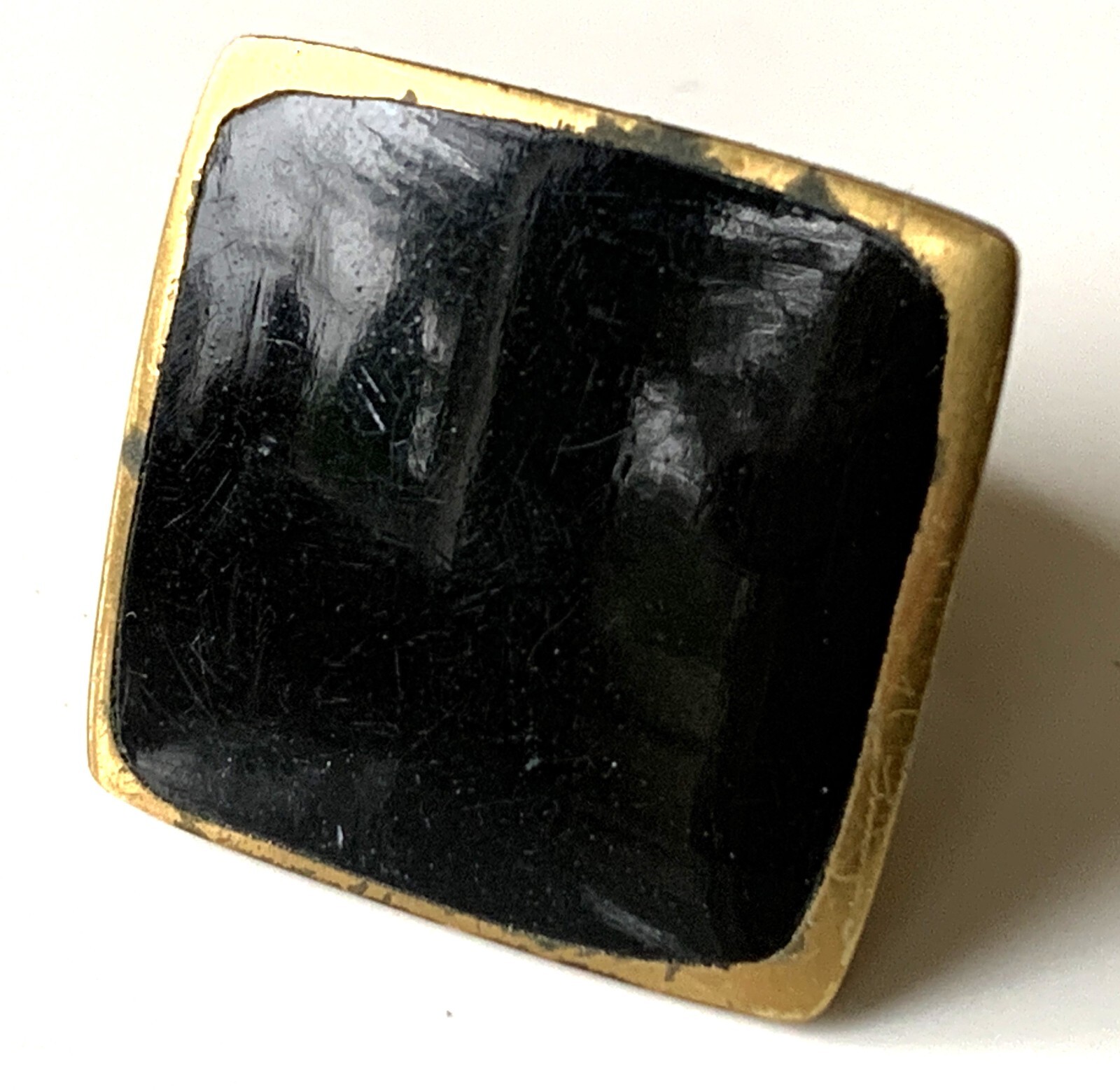 Vintage Large Statement Black Square Ring with Ta… - image 5