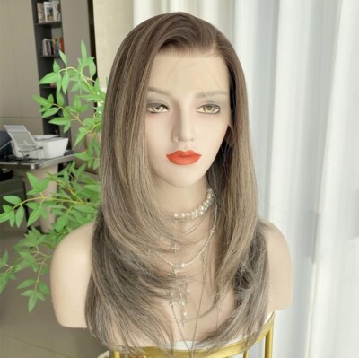 HD Lace Front Wig Human Hair Highlights  Straight Honey BROWN Blonde