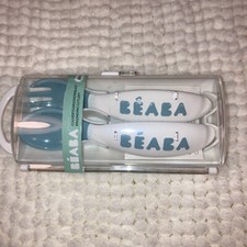 BEABA Baby Utensils Ergonomic Reusable Travel Case Spoon Fork Sealed