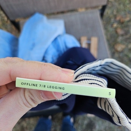 NWT Offline by Aerie 7/8 leggings navy ribbed with cream striped waist small - Picture 4 of 7