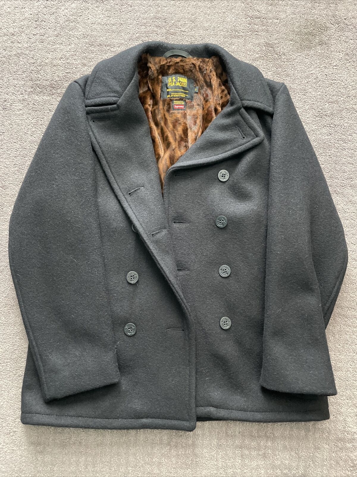 Supreme x Schott Fur Lined Peacoat Black FW15 MEDUIM VERY RARE Box Logo