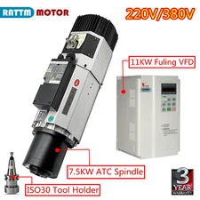 9KW ISO30 ATC Air Cooled Spindle Motor Automatic Tool Change 220/380V+Fuling VFD