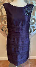 Adrianna Papell Dress Size 10 Purple Beaded Layered Sleeveless NEW NWT