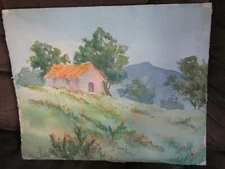 Original Watercolors By Peg Humphreys, Barn Scene & ? 17.5" x 14.25" 