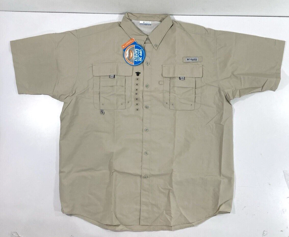 NWT X-LARGE TALL COLUMBIA MENS PFG BAHAMA ll SHORT SLEEVE SHIRT FOSSIL XL TALL