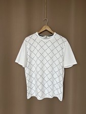 Yves Saint Laurent T-Shirt Monogramma Multilogo Uomo Taglia L Bianca Manica Corta YSL