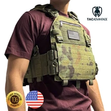 Forest Green Tactical Plate Carrier Quick-Release Armor Vest MOLLE Multi-Size
