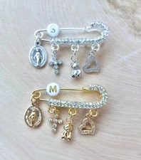 Baby Pin, Crystal Safety Crib Pin, Newborn Gift, Baptism, Bris, Interfaith Charm