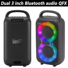 Dual 3" Bluetooth Speaker Portable Woofer Party Light Heavy Bass Sound System