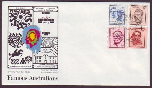 1970 FAMOUS AUSTRALIANS ON POST OFFICE FIRST DAY COVER UNADDRESSED (PS6652)