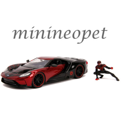 Voiture Miniature Jada Toys Marvel Miles Morales Ford GT 2017 - Échelle 1:24, Produit Officiel Marvel