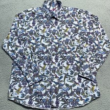 Alan Flusser Shirt Mens Large Button Up Floral Paisley Long Sleeve Colorful 90s