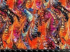 Tina Scrap 9"x21" Swirl Paint Splotches Orange Purple Fall Autumn Cotton Fabric